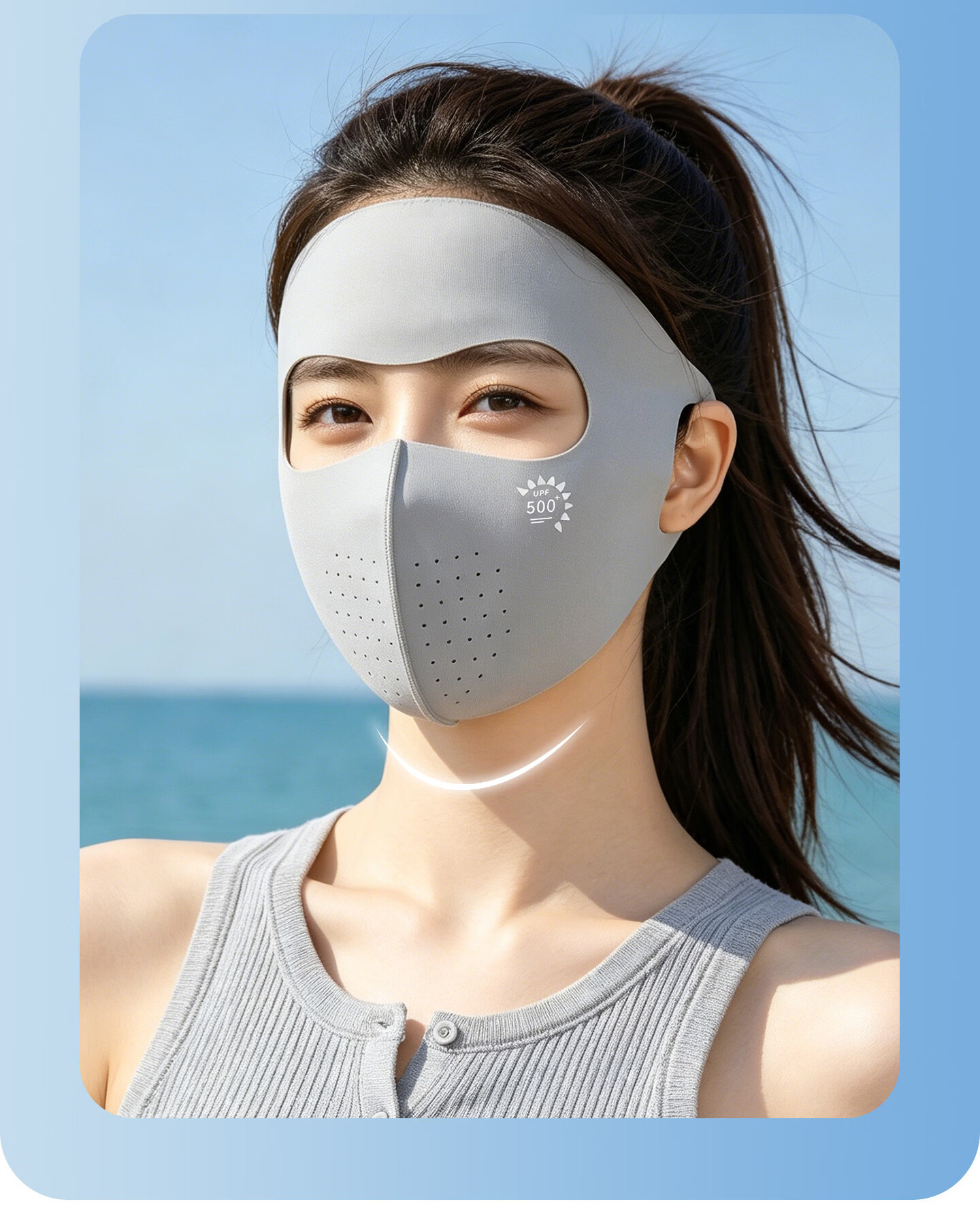 Fapai Ice Silk Sunscreen Face Mask for Women Summer Outdoor Running Sports Cycling Skin-friendly Breathable Sun Protection Mask 8