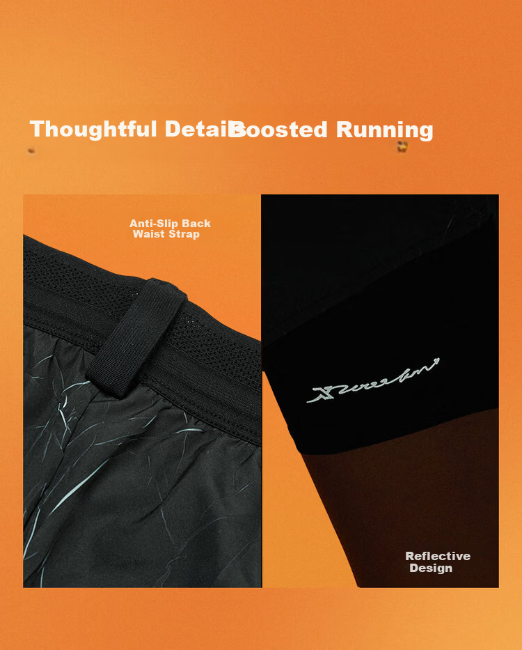 Xtep 2000KM PRO Men's Running Shorts Fake Two-in-One Breathable Quick-Dry Sports Training Five-Point Pants 25