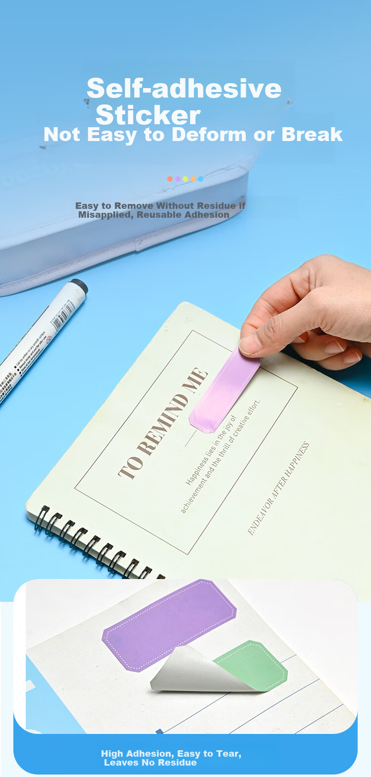 NVV Color Label Stickers 40x60mm Large Adhesive Self-Stick Memo Name Price Tags 64pcs BQ-80 Colorful 3