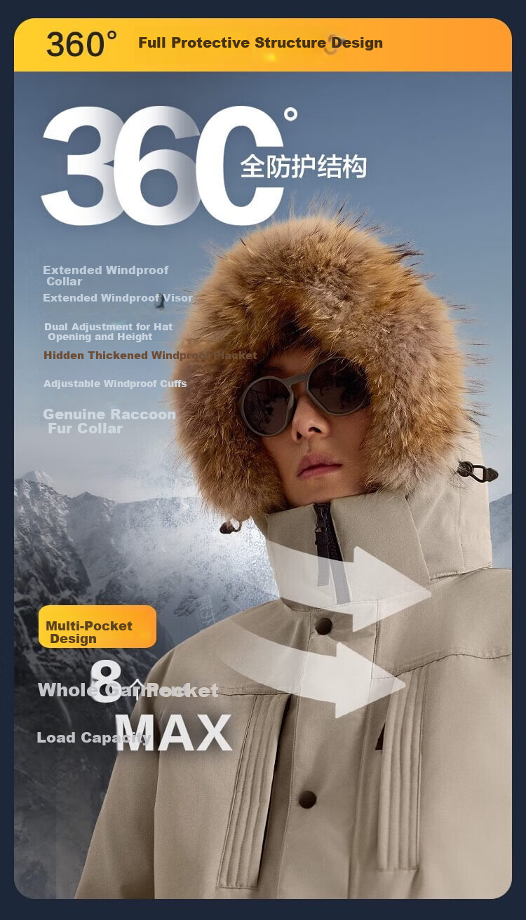 JD Jingzao Winter Sports Outdoor Adventure Down Jacket High Fill Power Warm Coat Down Parka Oatmeal L 6