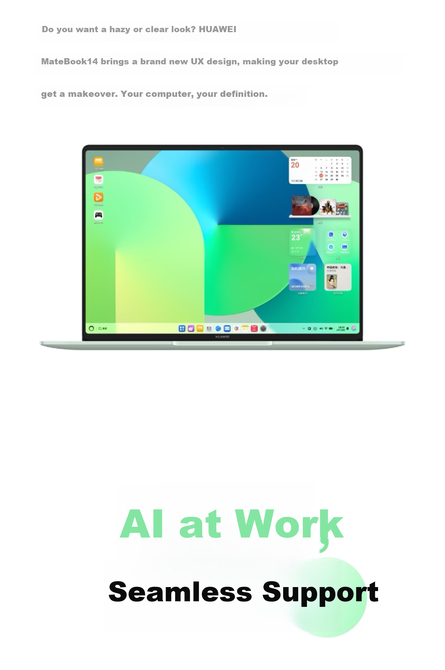 Huawei MateBook 14 HarmonyOS Edition Laptop National Subsidy 2.8K OLED Touchscreen HarmonyOS AI 32GB 1TB Wild Green Round Keyboard 17