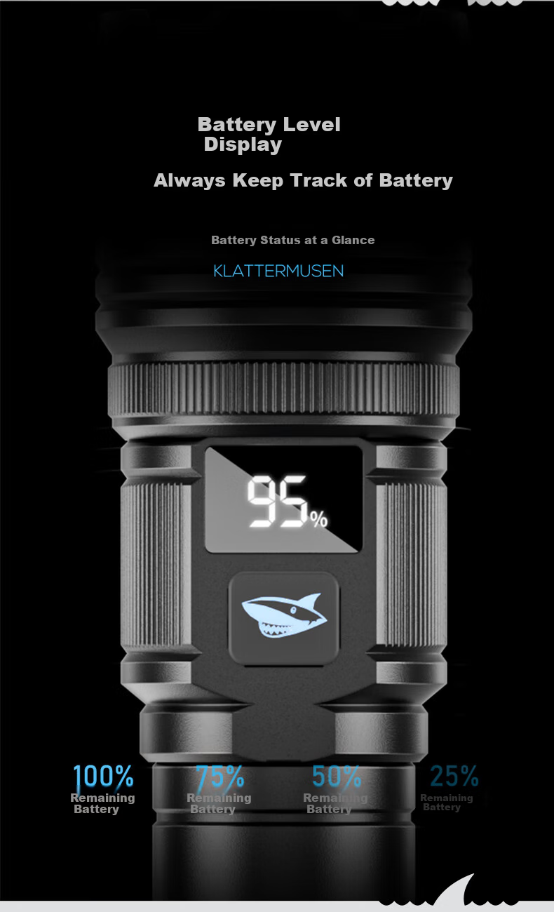 Smile Shark 717 High-Power Flashlight Ultra-Long Battery Life Outdoor Survival Bright 200000 Lumen Laser Beam 6