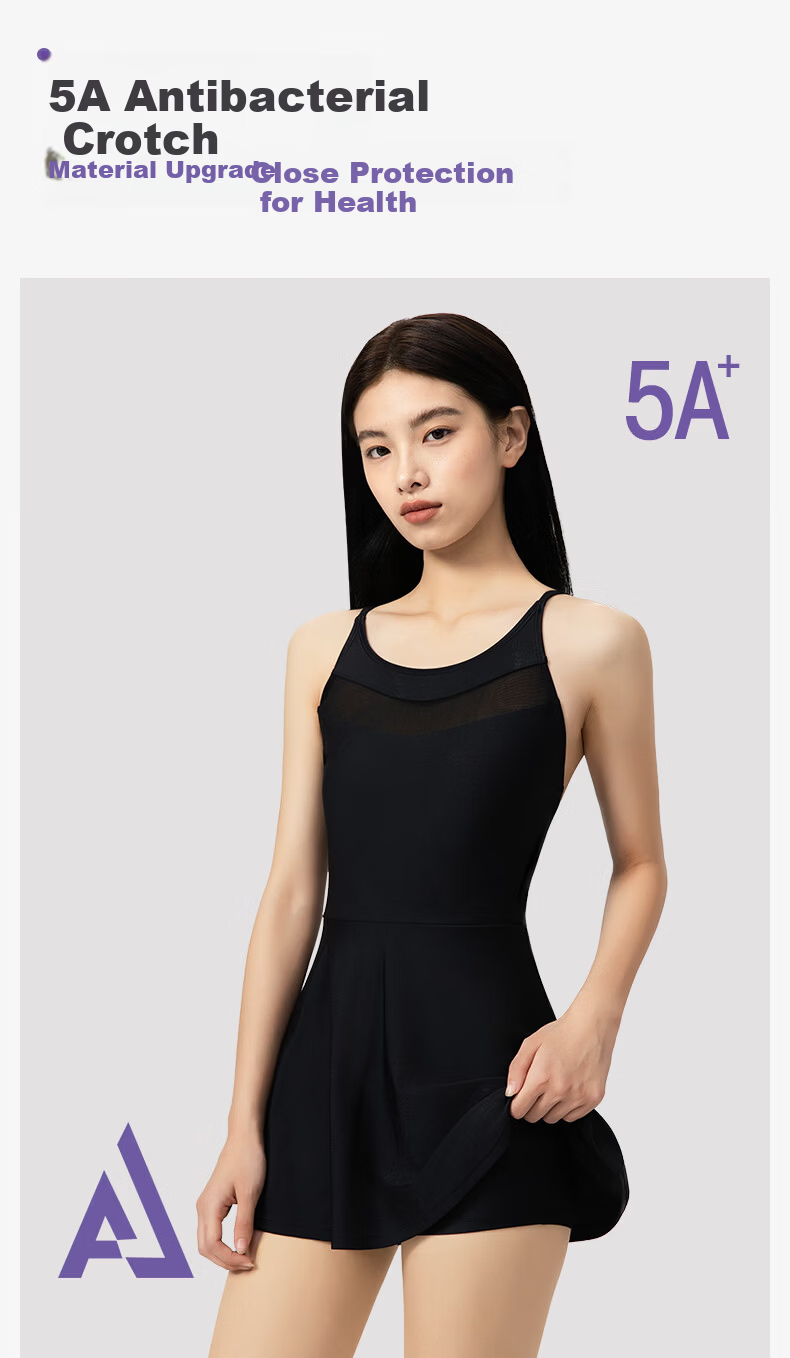 Keep Little Black Dress Swimsuit for Women, Slim-Fit And Slimming, 26 Styles One-Piece Dress-Style Vacation Swimwear, Beach Swimwear, Black, 2XL 8