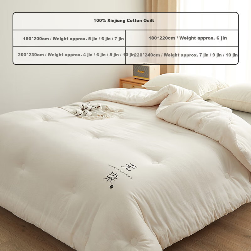MUJI A-Class 100% Xinjiang Cotton Quilt Home Four Seasons Autumn Winter Pure Cotton Thickened Quilt Core 150*200cm 7 Jin