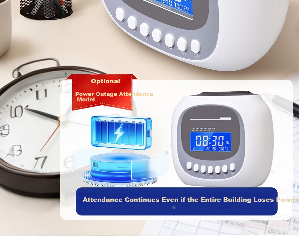 Gezhi M880 Time Card Attendance Machine Paper Card Employee Student Check-in Clock Microcomputer Automatic Paper Feed and Eject Attendance Recorder 4