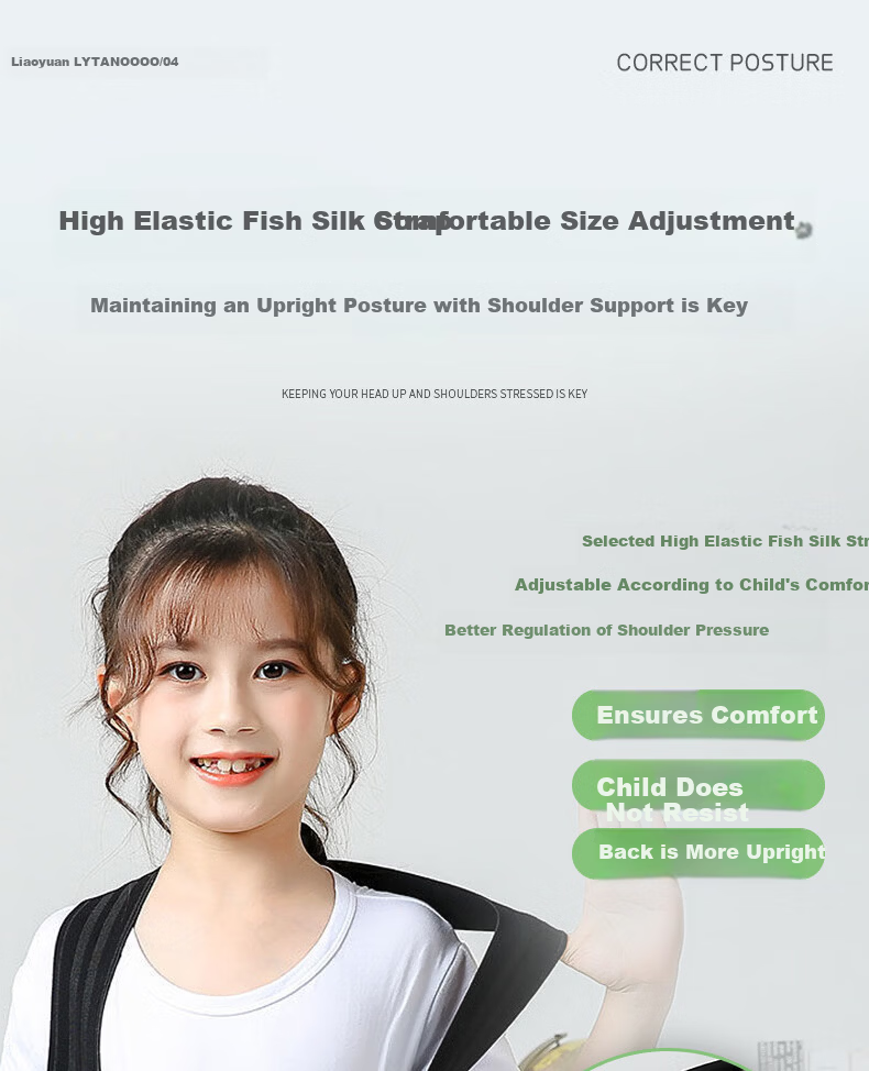 Liaoyuan Hunchback Corrector Posture Belt Waist and Spine Support Children's Student Unisex Shoulder Opening Back Straightening Sitting Posture Corrector 12
