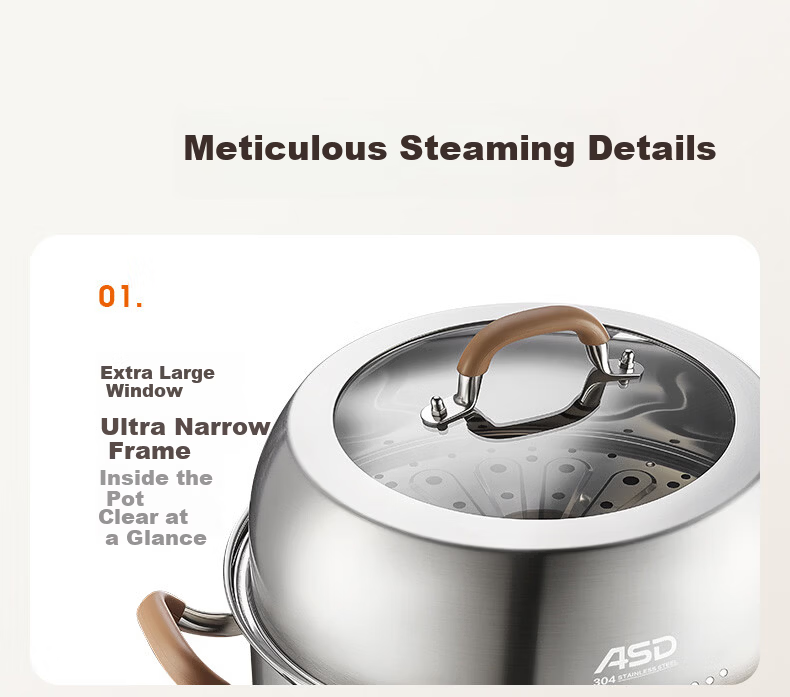 ASD Steamer Pot, Whole Pot 304 Stainless Steel Double-Layer Household Steaming And Cooking Pot, 28CM Multi-Layer Enlarged Non-Stick Steamer Q2 12