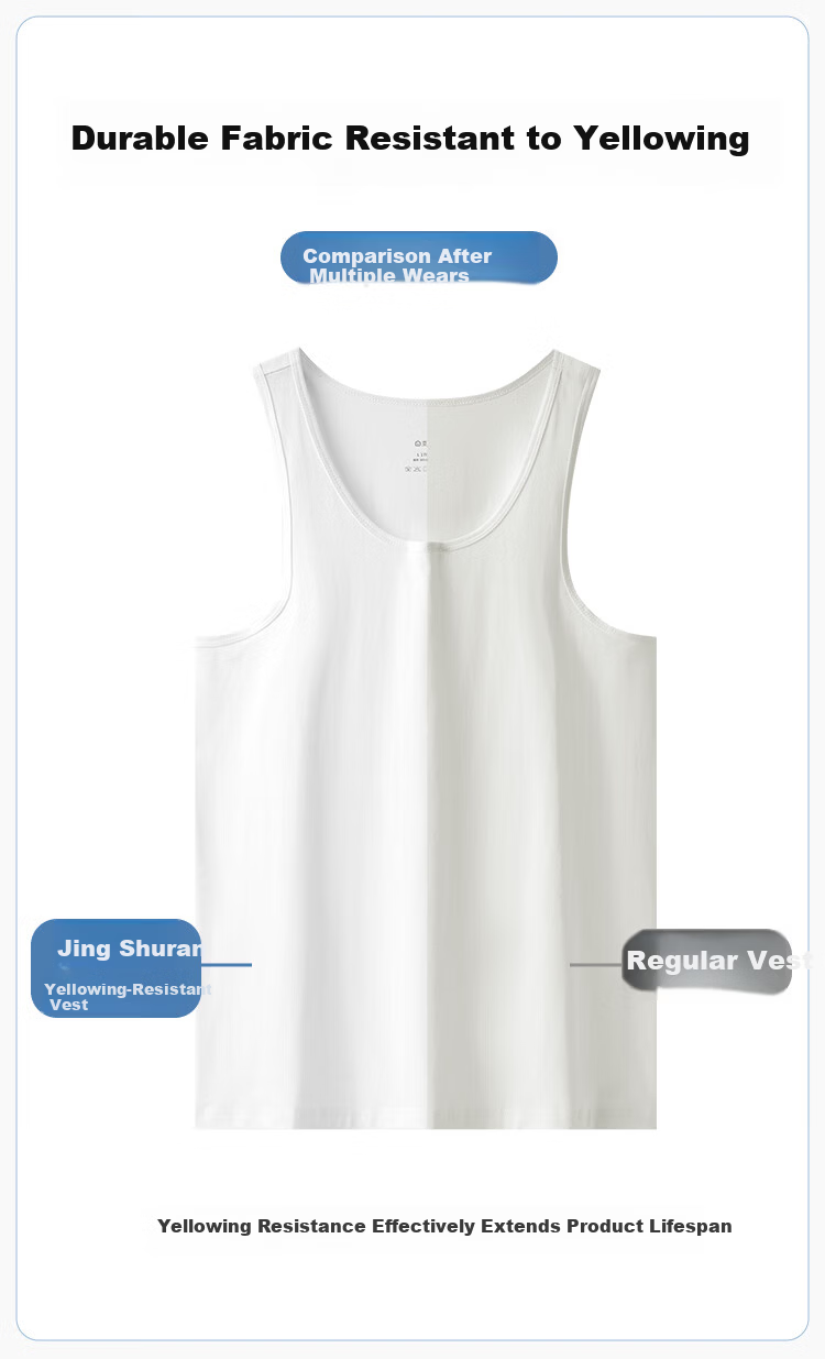 Jingshuran JD Own Brand Cotton Men's Antibacterial Pure Cotton Sweat-Absorbing Breathable Vest Base Shirt Mixed Colors L520 3