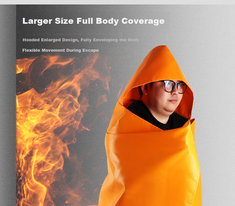 ZHONG JIA WO AN Fireproof Cloak Household Fire Escape Fire Blanket Kitchen High-Temperature Resistant Silicone Fire Extinguishing Blanket Emergency Escape Equipment 12