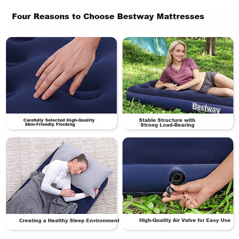 Bestway Xingqi Self-Inflating Air Mattress Outdoor Camping Home Moisture-Proof Foldable Sleeping Pad 67000
