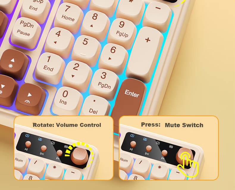 B.O.W Hangshi K520U Mechanical Feel Wired Keyboard 98 Keys Gaming Office Typing Laptop Desktop Universal Keyboard Milk Coffee Color 13