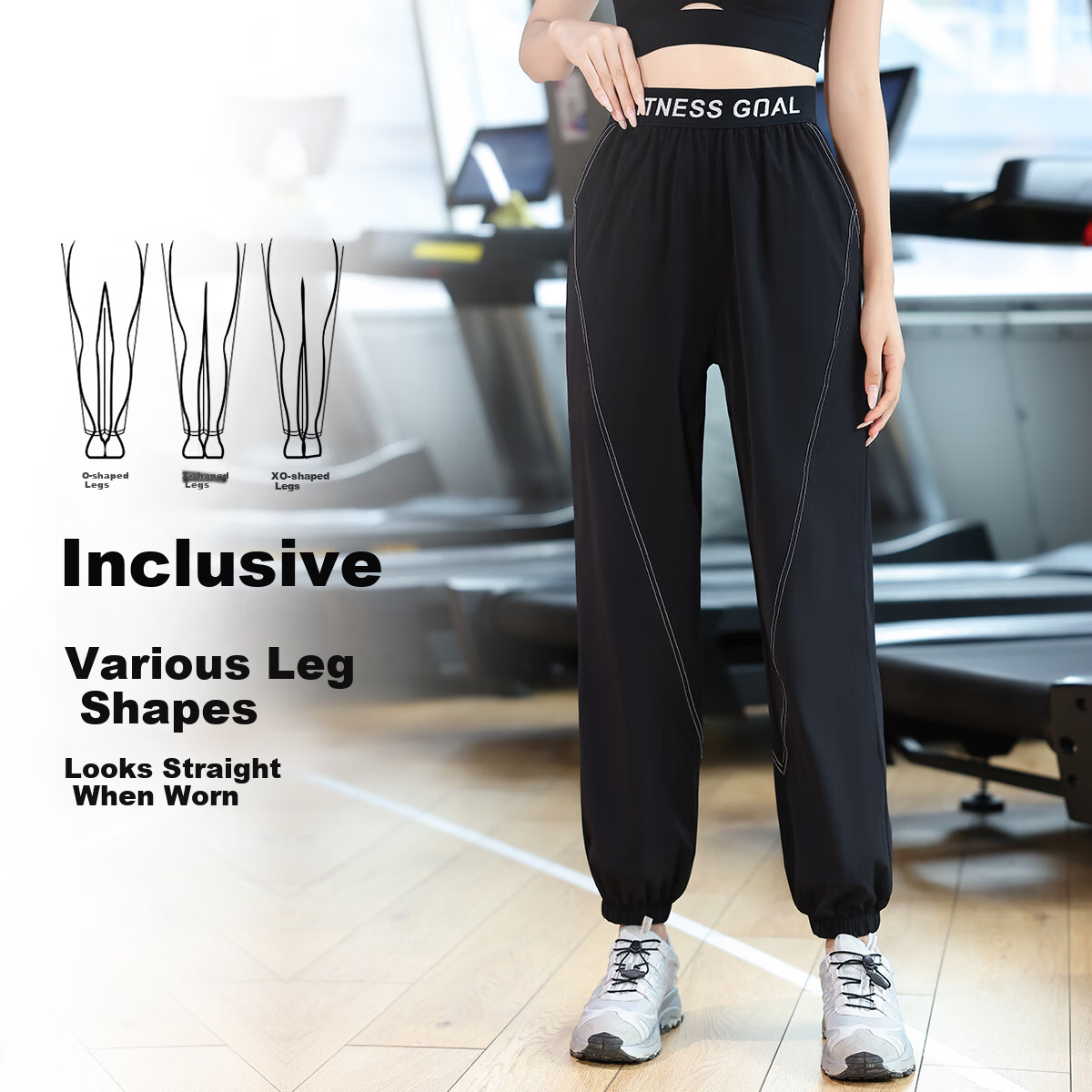 Baisirun High-Waist Quick-Dry Running Sports Pants for Women, Lightweight Straight-Leg Joggers, Tapered Wide-Leg Outdoor Athletic Casual Pants for Exam Students