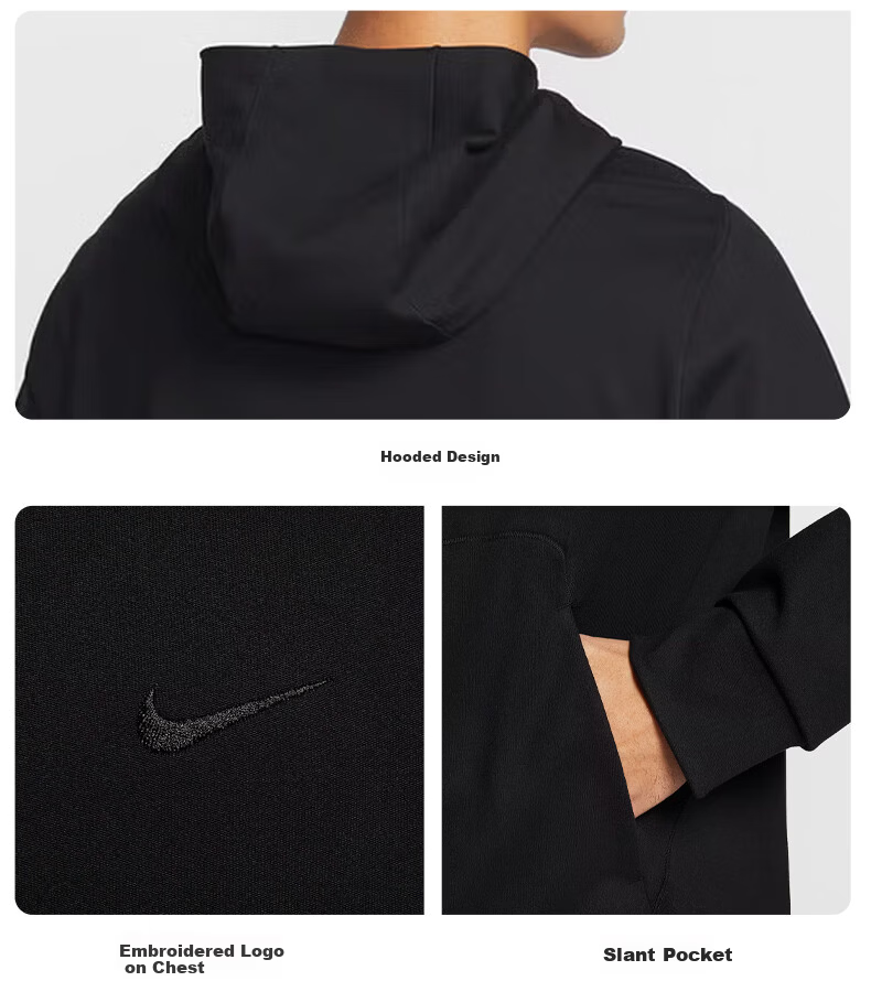 NIKE Men's Summer New Cotton-Feel Quick-Dry Sun Protection Hooded Jacket II1309-010 Black M 3