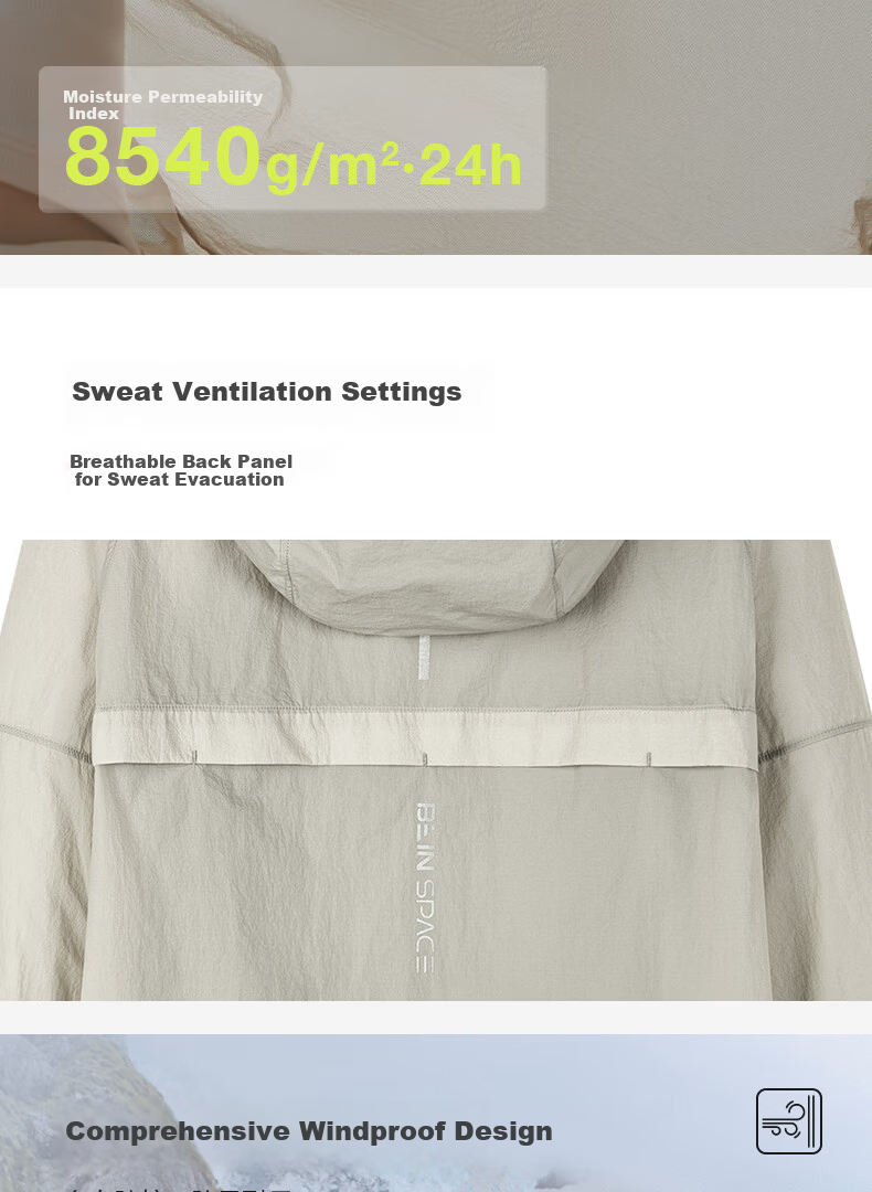 BEIN SPACE Summer Unisex Outdoor Sun Protection UPF50+ Lightweight Packable Reflective Skin Jacket Women S017 Licorice Green L 3