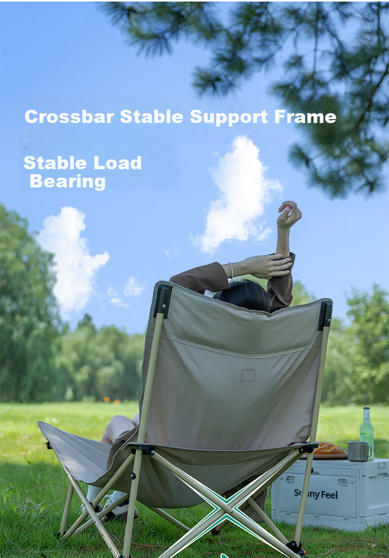 Shanfei Outdoor Folding Chair Picnic Camping Backrest Fishing Stool Balcony Beach Chair Zheyue Moon Chair - Obsidian Black 5