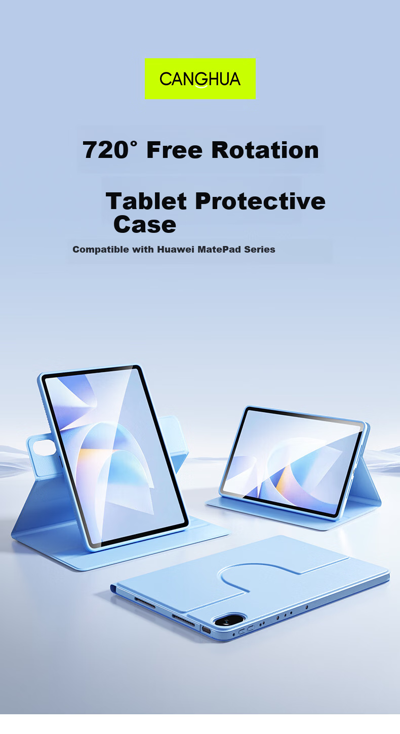 CangHua Huawei MatePad Air 12 Case 2024/2025 Rotatable Full Coverage Soft Light Version Universal Black 1