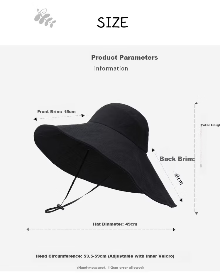 Lagur Black Warrior | 15cm Extra Large Brim Cotton Sun Hat for Women Summer Outdoor Fisherman Hat Men Off-White 6