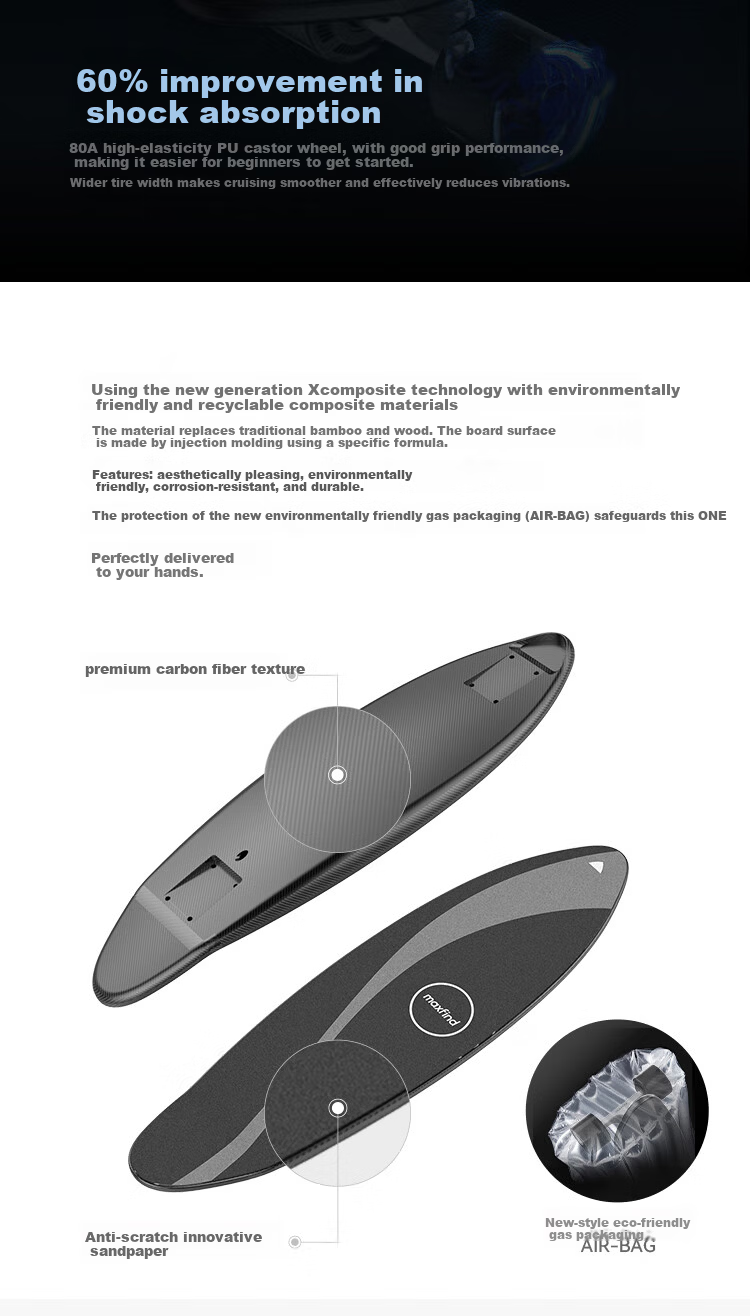 Maxfind Patented Electric Skateboard Four-Wheel Beginner Youth Kids Long-Lasting Model 15