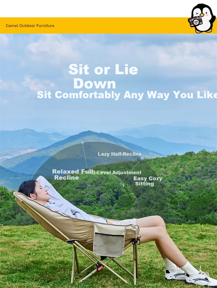 CAMEL Outdoor Portable Folding Recliner Camping Chair Dual-Use Seat and Recliner Office Cloud Chair 175CH19003A 1