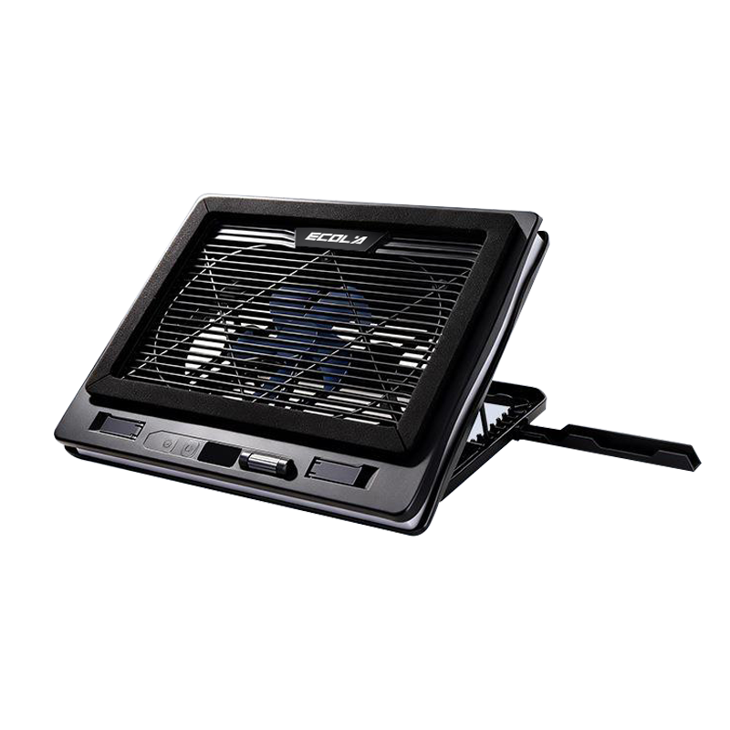 ECOLA NBC-908BK Black Laptop Air-Cooled Cooling Stand with Single Fan and Phone Slot
