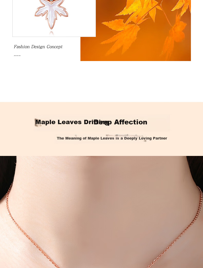 Grace Girl Diamond Maple Leaf Necklace for Women Rose Gold Clavicle Chain Practical Mother's Day 520 Birthday Gift for Girlfriend 3