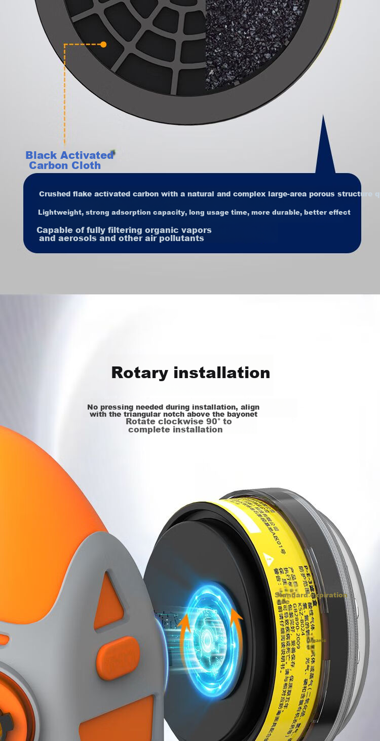 Guardian 8024/8025 Universal Full Face Protective Mask Respirator Filter Cartridge Filter Cotton High-Efficiency Gas and Chemical Dust Industrial Anti-Spray Paint Printing 6