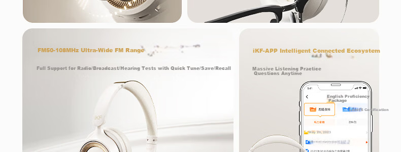 IKF FM7 English CET-4 and CET-6 Listening Headphones Adjustable FM Headband Bluetooth English Exam Listening Headphones for TEM-4 and TEM-8 Athens Black 13
