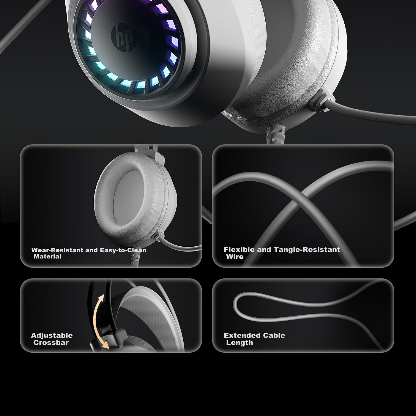 HP 1603 Over-Ear Headset with Microphone, HD Omnidirectional Pickup, 7.1 Virtual Surround Sound Gaming Headphones for FPS, PUBG, Valorant, Sound Localization 4