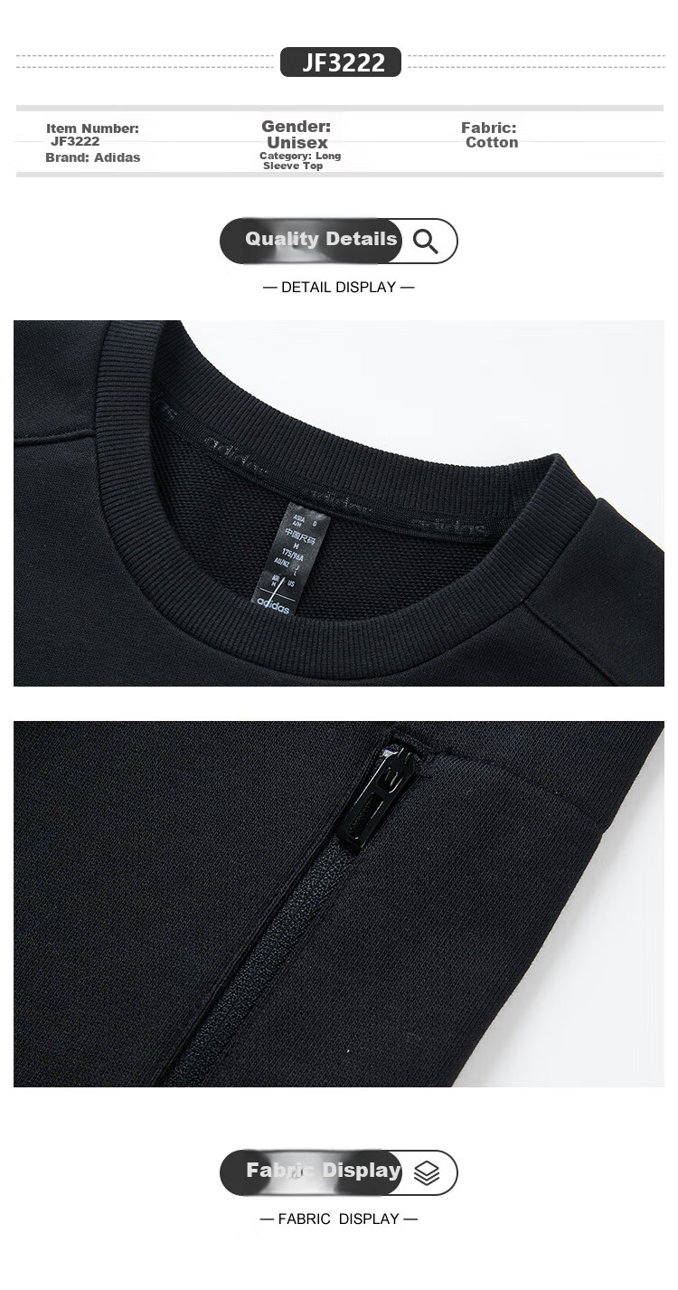 Adidas Men's Pullover Comfortable Trendy Sports Knitted Crewneck Sweatshirt JF3222 1