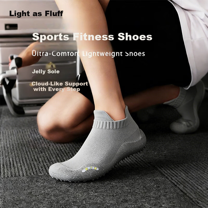 Kelorock Indoor Sports Shoes Women's Non-Slip Shock Absorption Fitness Shoes Men's Soft Sole Jump Rope Gym Training Gray Size 42-43