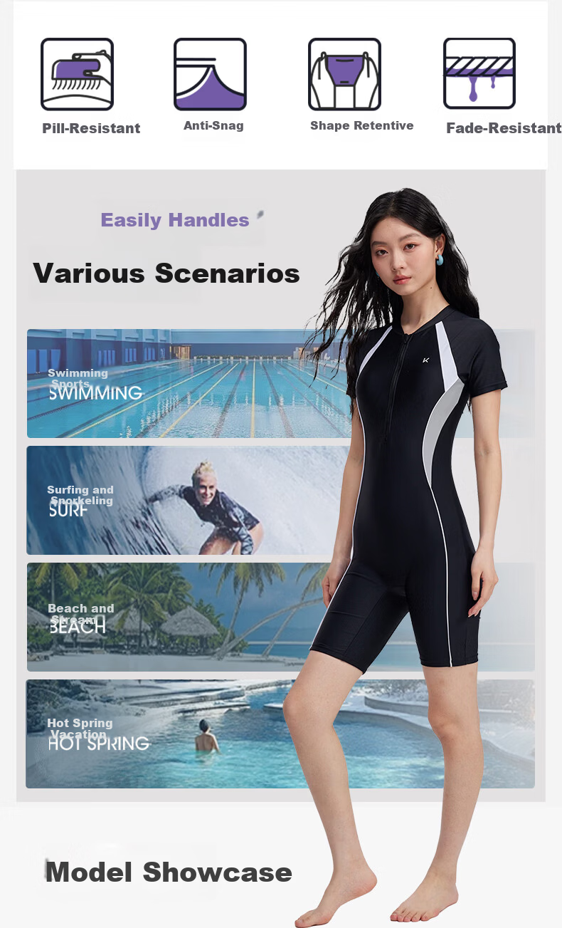 Keep Women's One-Piece Swimsuit, Knee-Length Professional Swimwear, Slimming, Chlorine-Resistant, Competitive Speed Swimwear, 2XL, Black 11
