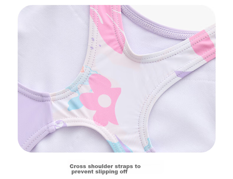 ANTA Children's One-Piece Swimsuit for Girls, Square-Leg Professional Training Swimwear for Older Kids, Teenagers, Beginners, Swimming Equipment, Purple, Size 120 23