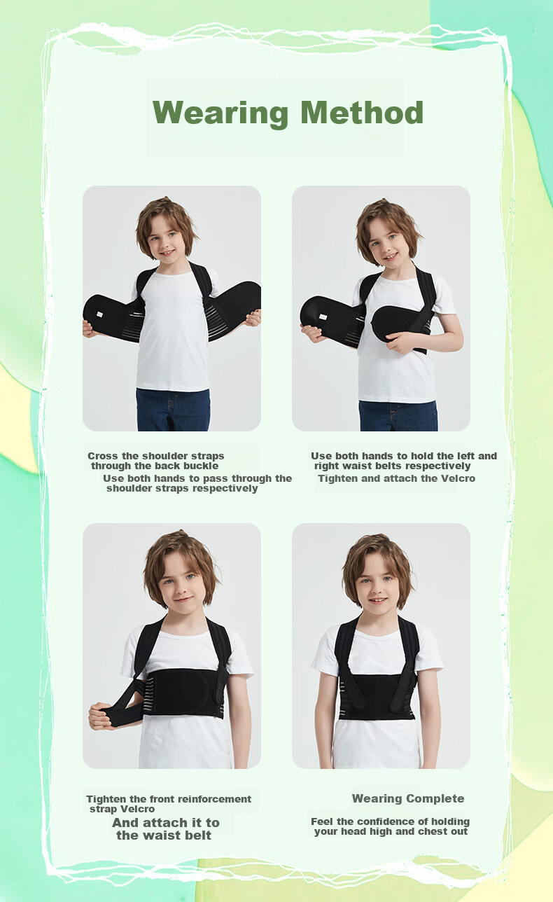 Liaoyuan Hunchback Corrector Posture Belt Waist and Spine Support Children's Student Unisex Shoulder Opening Back Straightening Sitting Posture Corrector 20