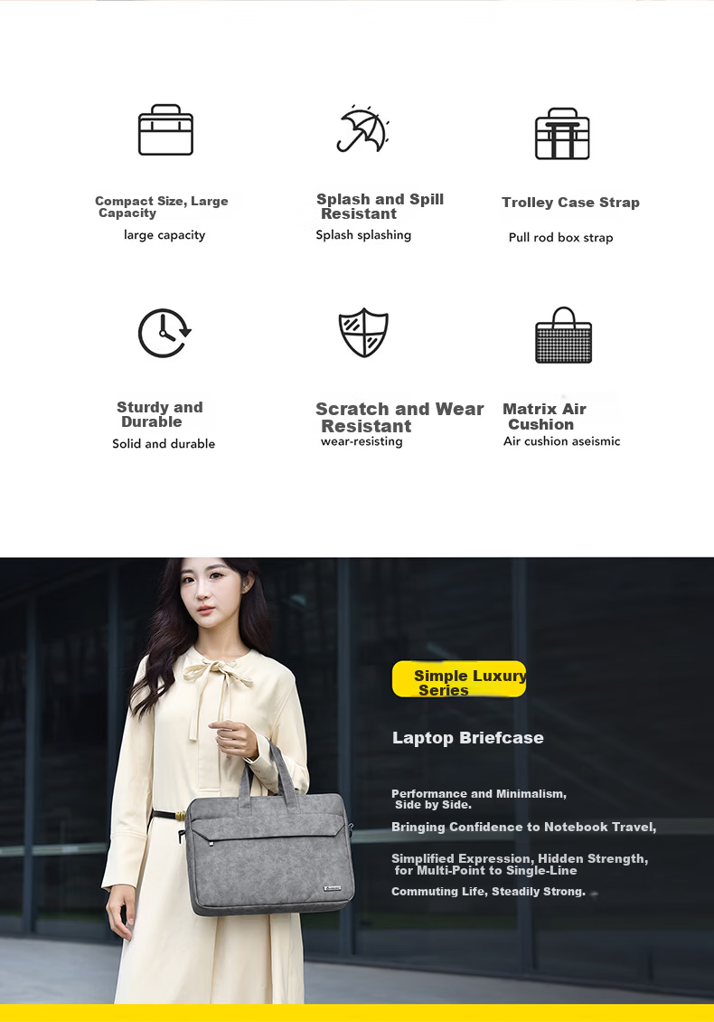 DiYi Workshop Laptop Bag Handheld Large Capacity 13-14 Inch Compatible with Huawei Apple MacBook Air Lenovo Commuter Water-Resistant Durable Stylish Briefcase 2