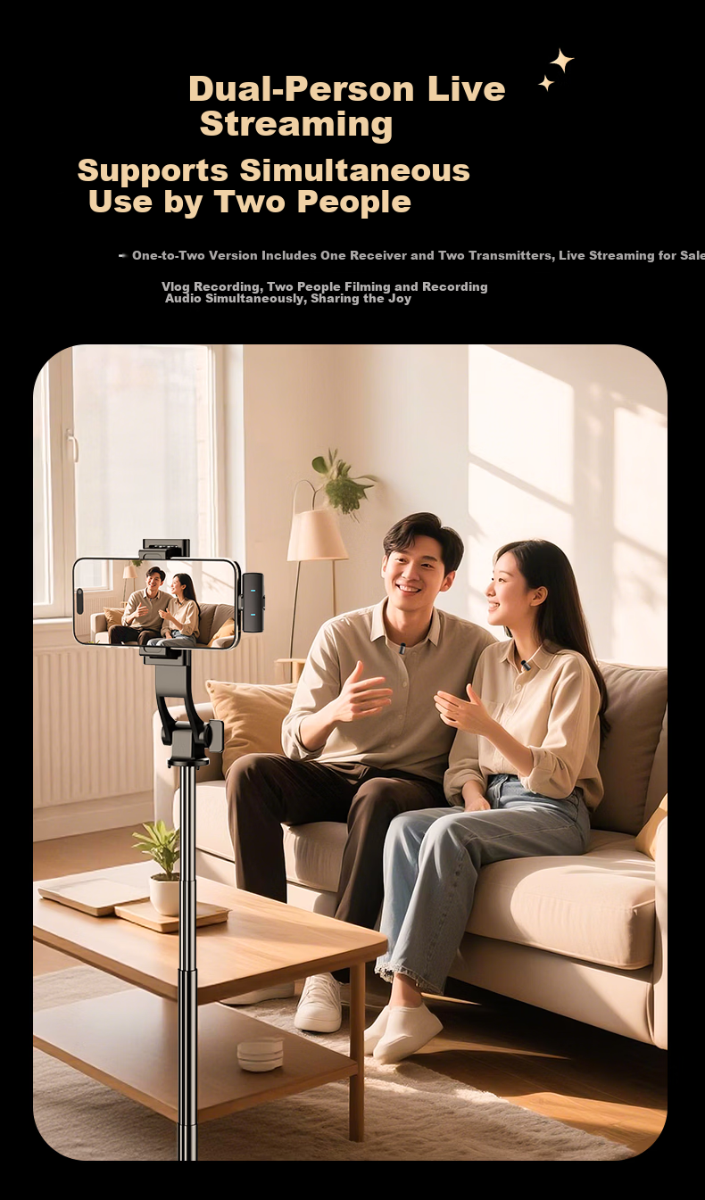 Zhiguozhe Wireless Lavalier Microphone Kit with Triple Noise Reduction and Four Modes for Live Streaming, Voice Recording, and Short Video, Dual Device Connection 16