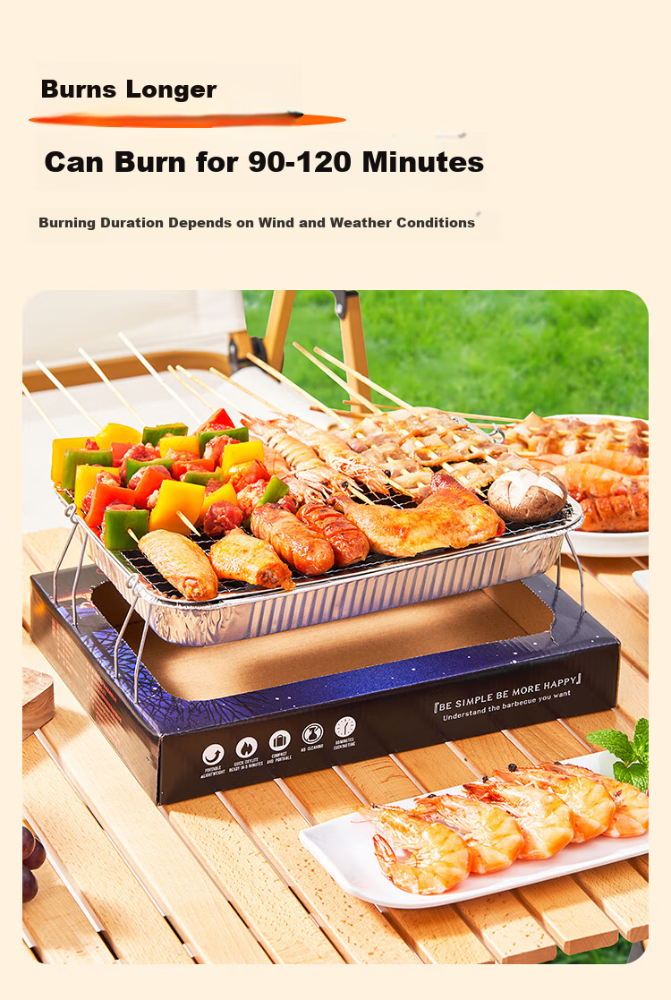 Suncojia Disposable Outdoor Portable Charcoal BBQ Grill Skewer Barbecue Stove 5