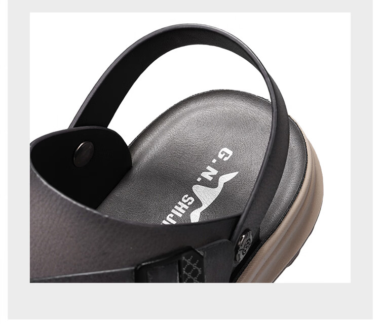 Bull Family Men's Leather Sandals Summer New Dual-Wear Soft Sole Durable Outdoor Beach Casual Flip-Flops 13
