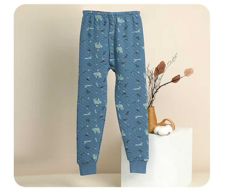 Hodohome Kids Thermal Pants Girls Antibacterial Triple-Layer Thickened Cotton Autumn Trousers Air Layer Sleep Pants 270 Pink 165 5