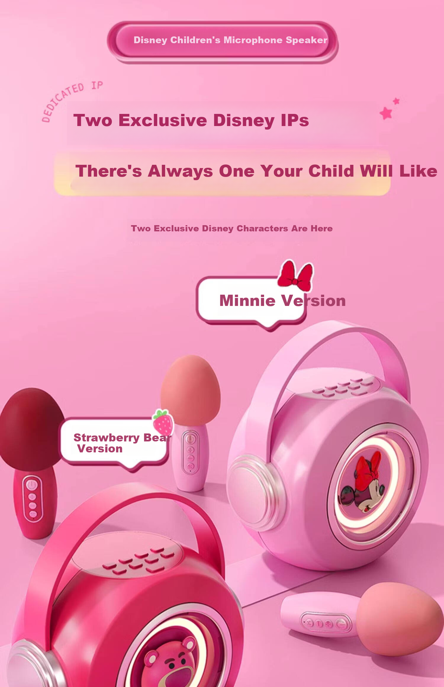 Coolfire 61 Children's Day Gift for Girls High-End Disney Microphone Singing Speaker KTV All-in-One 2026 New Karaoke Birthday Gift for Ages 6-12 Practical 24