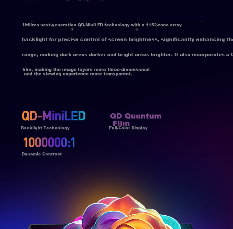 HKC 27-inch 2K 340Hz 1152-Zone MiniLED QD Quantum Dot HDR1400 High Brightness 320Hz Gaming PC Rotatable Adjustable Monitor G27M5Pro 4