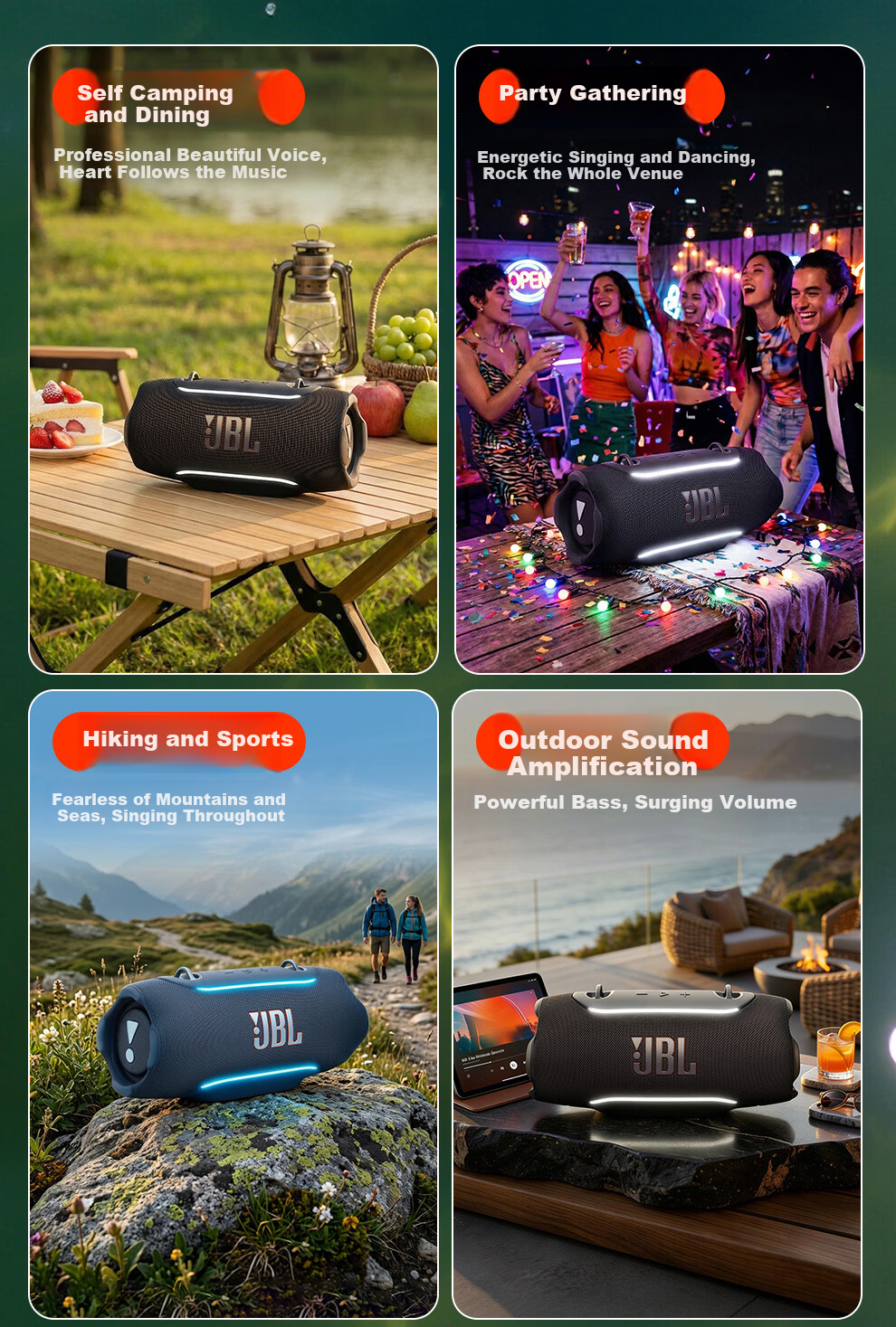 JBL XTREME 5 Bluetooth Speaker Outdoor Portable Party Speaker Bass Subwoofer 520 Gift Atmosphere Speaker AI Sound Black 27