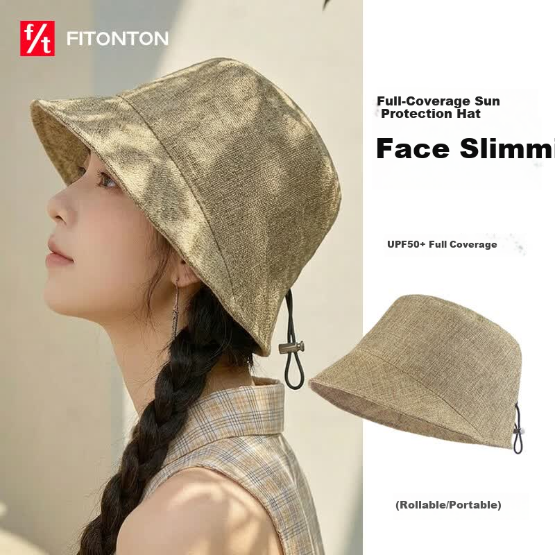 FitonTon Women's Summer Sun Protection Hat UV Protection Travel Simple Bucket Hat Face Shield Anti-Sunburn