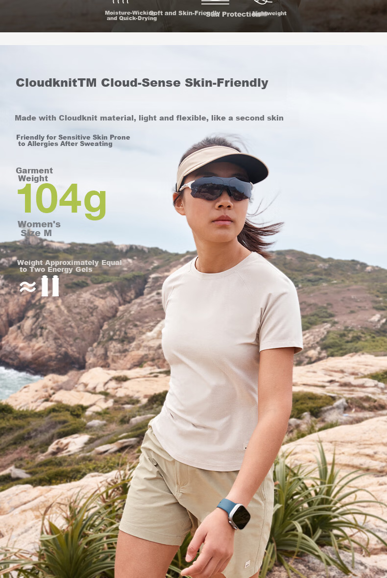 BEIN SPACE Summer Outdoor Lightweight Sports Hiking Moisture-Wicking Quick-Dry Soft Women's Short Sleeve T-Shirt J017 Mist White L 2