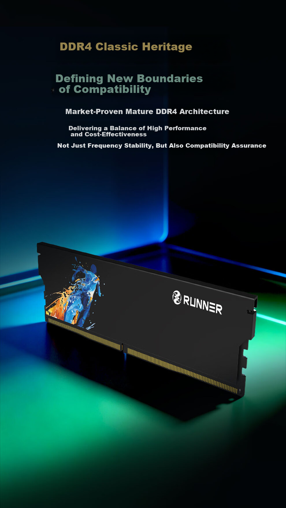 Runner 8GB DDR4 3200 Desktop RAM Shadow Heat Spreader CL18 Black 3