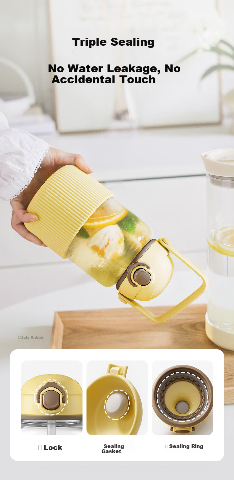 Buydeem Dotted Water Bottle Women's High-Value 2026 New Glass Straw Cup Large Capacity High-Temperature Resistant Men's Gift 5