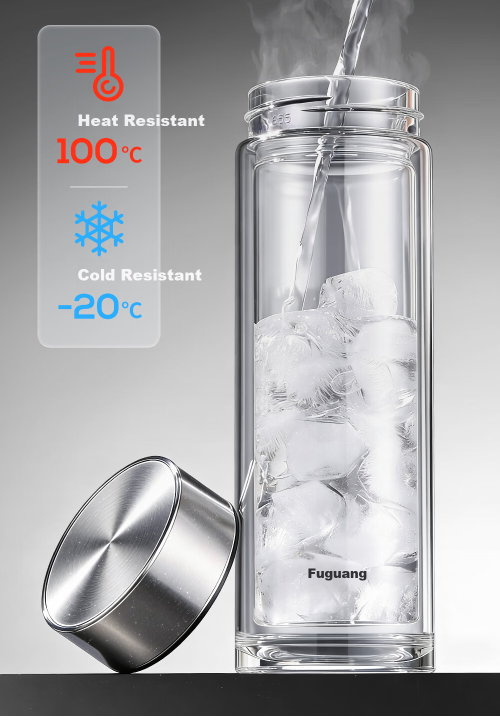 Fuguang Borosilicate Glass Pure Titanium Tea Infuser Double-Layer Business Travel Water Cup Men's Gift Box Set 8