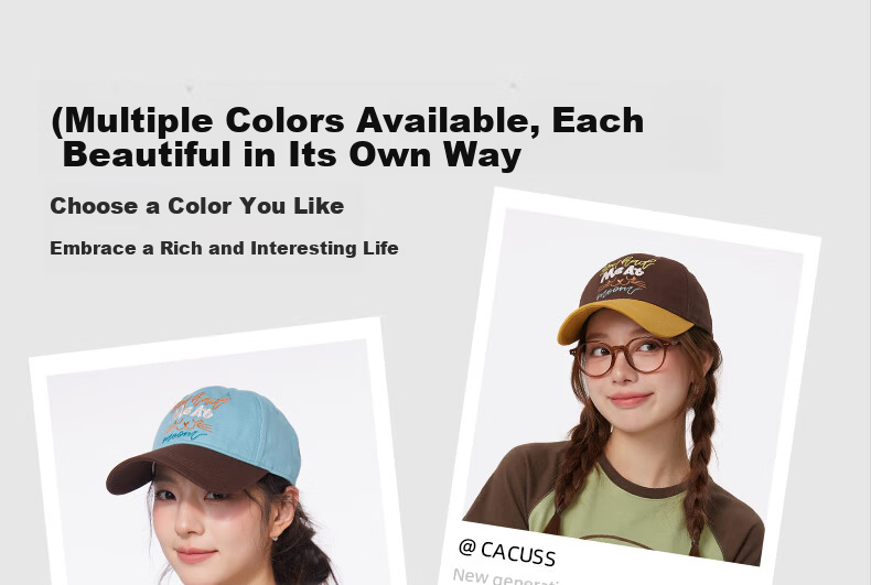 CACUSS Women's Baseball Cap Spring Summer Retro Colorblock Embroidered Cotton Soft Top Outdoor Face-Slimming Pink Brown 9