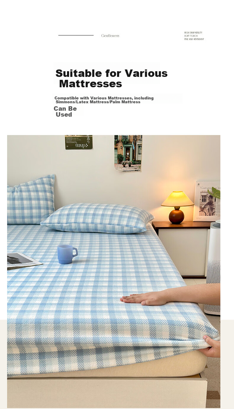 Grace Class A Fleece Fitted Sheet Single Winter Thickened Non-Slip Warm Anti-Dirt Mattress Protector Beige Gold 1.5m 15