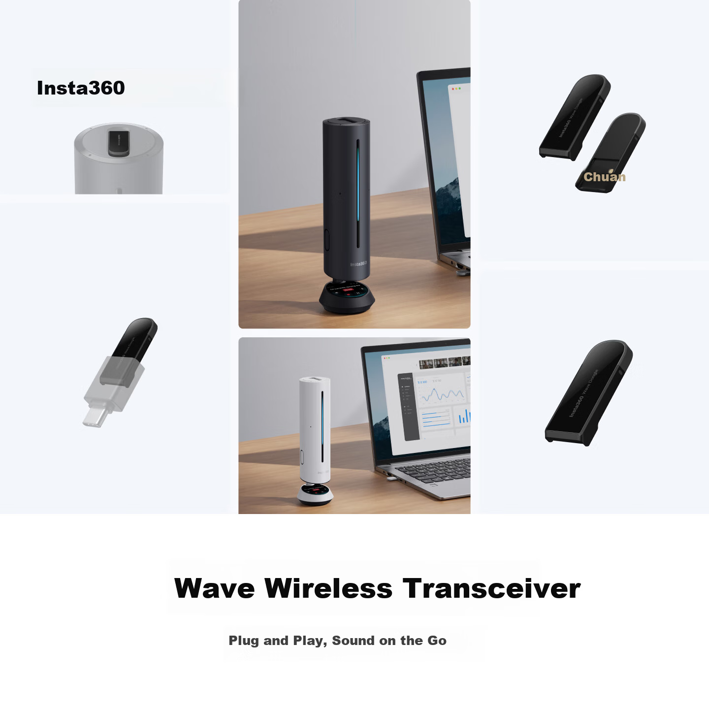 Insta360 Wave Wireless Transceiver (Graphite Black)