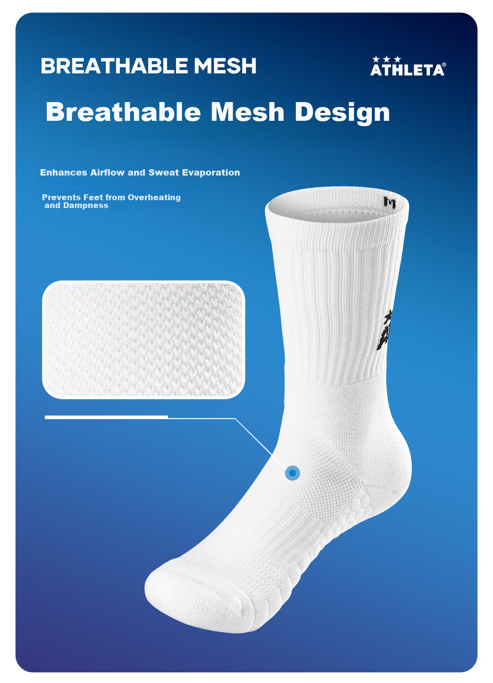 ATHLETA Soccer Socks Unisex Summer Mid-Calf Non-Slip Towel Bottom Durable Running Basketball Training Socks 6